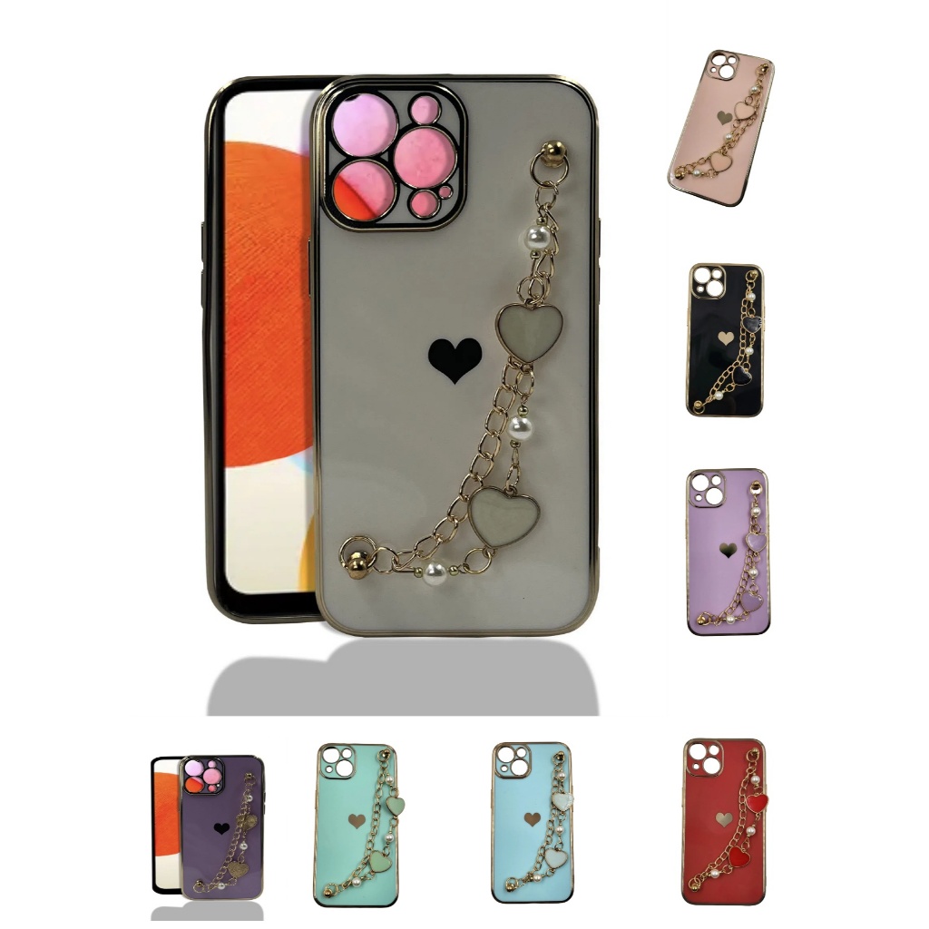 Capinha com Alça de Coração Compatível com iPhone 7 8 Plus XR 11 12 13 Pro Max – Ref. JC1