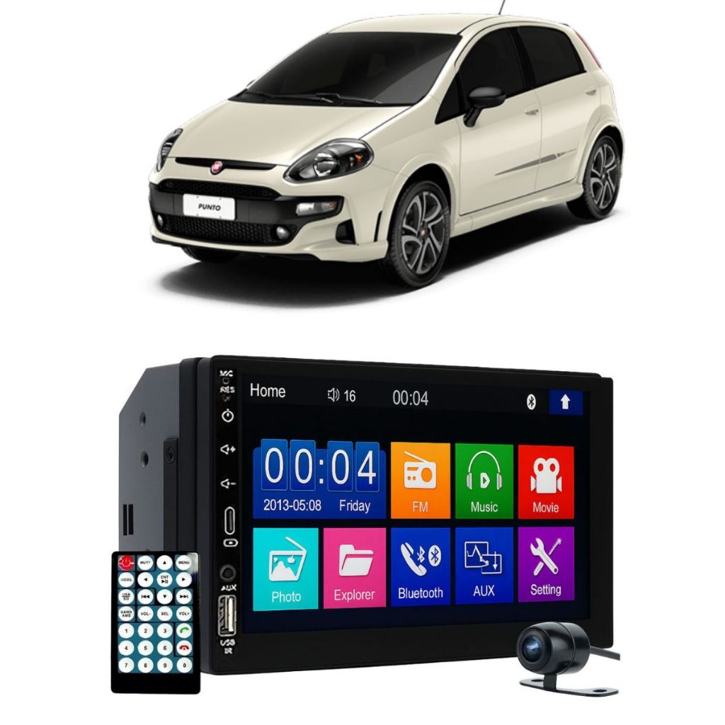 Kit Central Multimidia Mp5 Punto 2013-2017 Preto Fosco