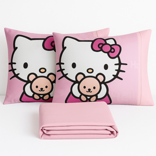 Jogo de Lençol com elástico e Fronha Ponto Palito 3 peças Casal/Queen/King  Hello Kitty Toque Macio em Oferta na Shopee