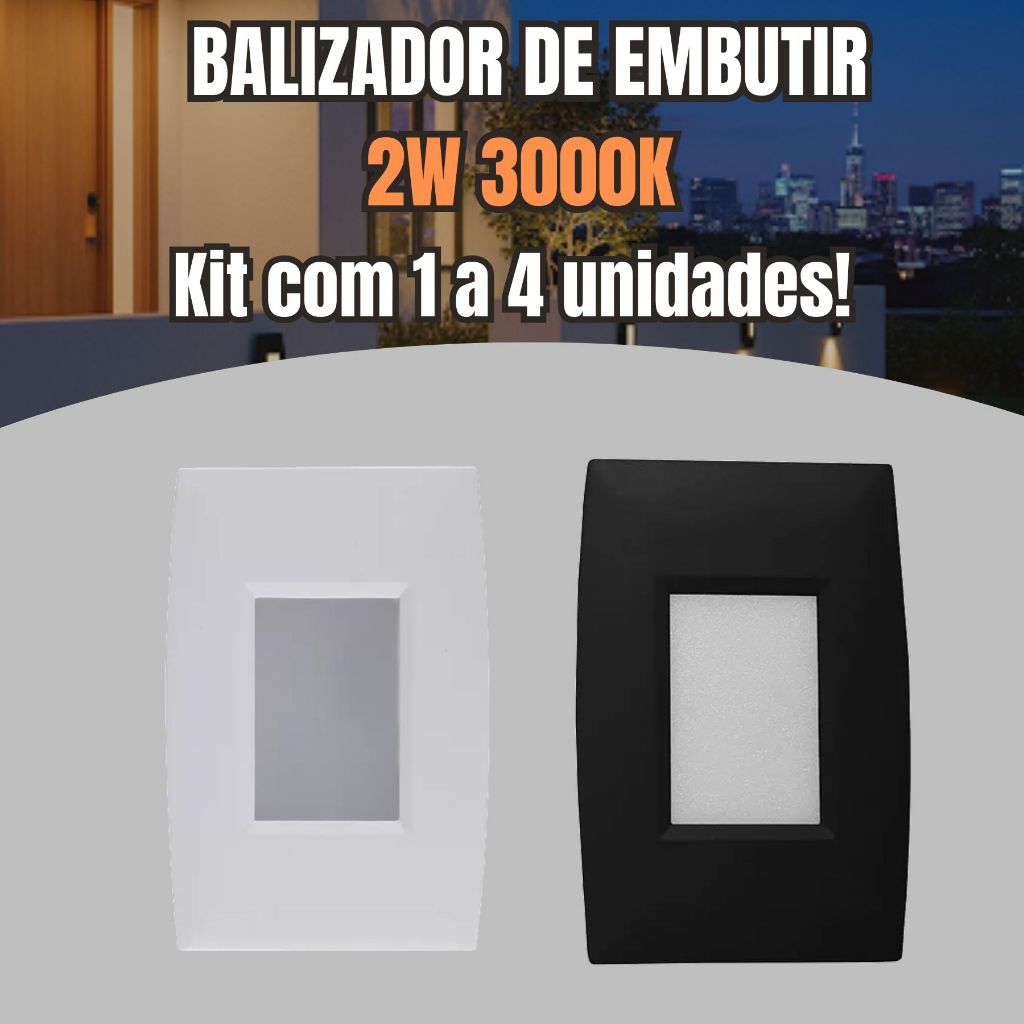 Balizador De Embutir Led Escada Corredor 4x2 Br. Quente 3w Área Interna Degrau