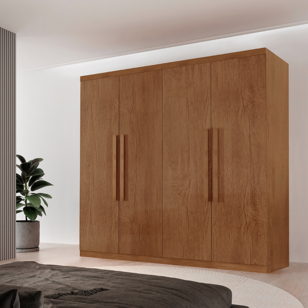 Guarda Roupa Casal Fenix 4 Portas 3 Gavetas MDF Rufato