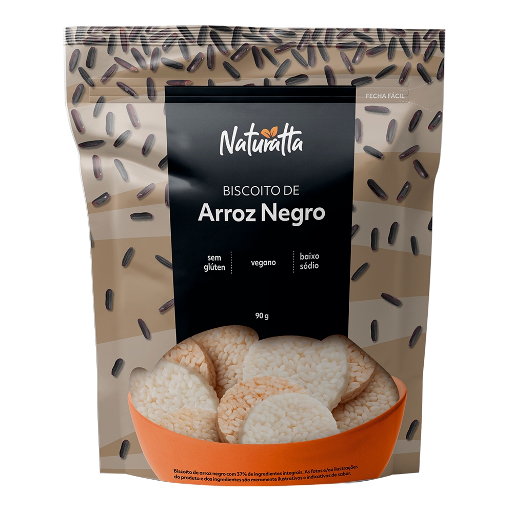 Biscoito Arroz Negro Sem Glúten Naturatta 90 g - Vegano