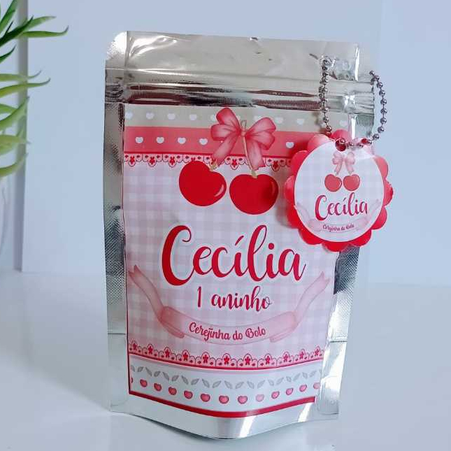 Saquinho Metalizado CEREJINHA - Lembrancinhas Personalizadas Cerejinha - aniversário cerejinha- TAMANHO P
