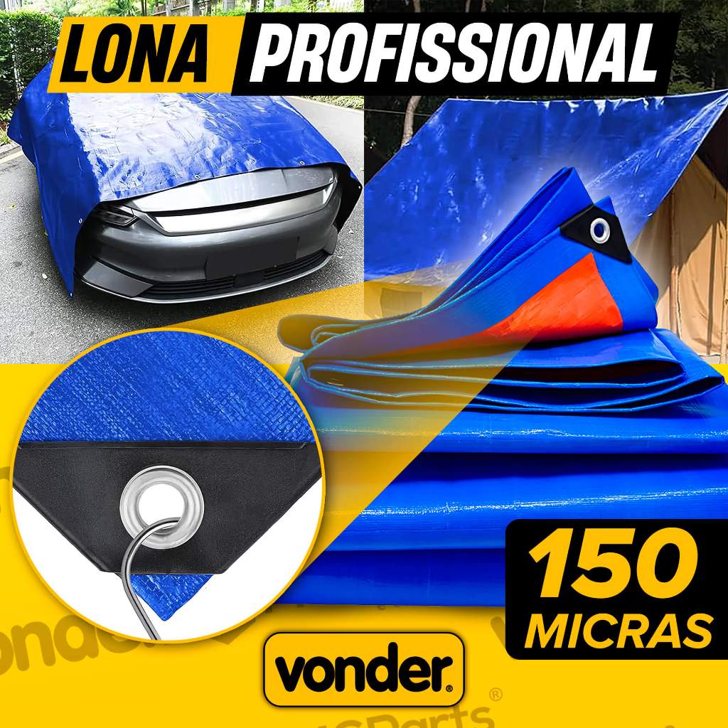 Lona Impermeavel Vonder 150 Micras Reforçada Grossa Piscina Barraca Camping Telhado Acampamento Plus Com Ilhós