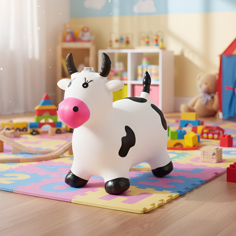 Vaquinha Upa Upa Com Som Musical Vaca Emborrachada Inflável Para Bebês Cavalinho Pocotó - Bee Toys em Oferta na Shopee