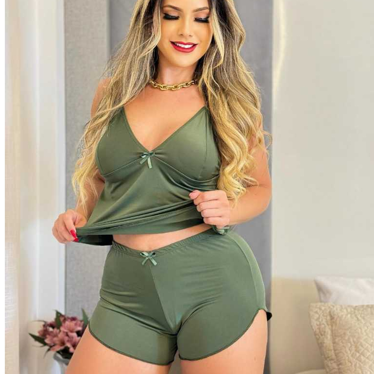 Pijama Baby Doll Rendado ou Liso  Malha Fria  Alças Reguláveis Sem Bojo Preços e Qualidade e Aqui em Oferta na Shopee