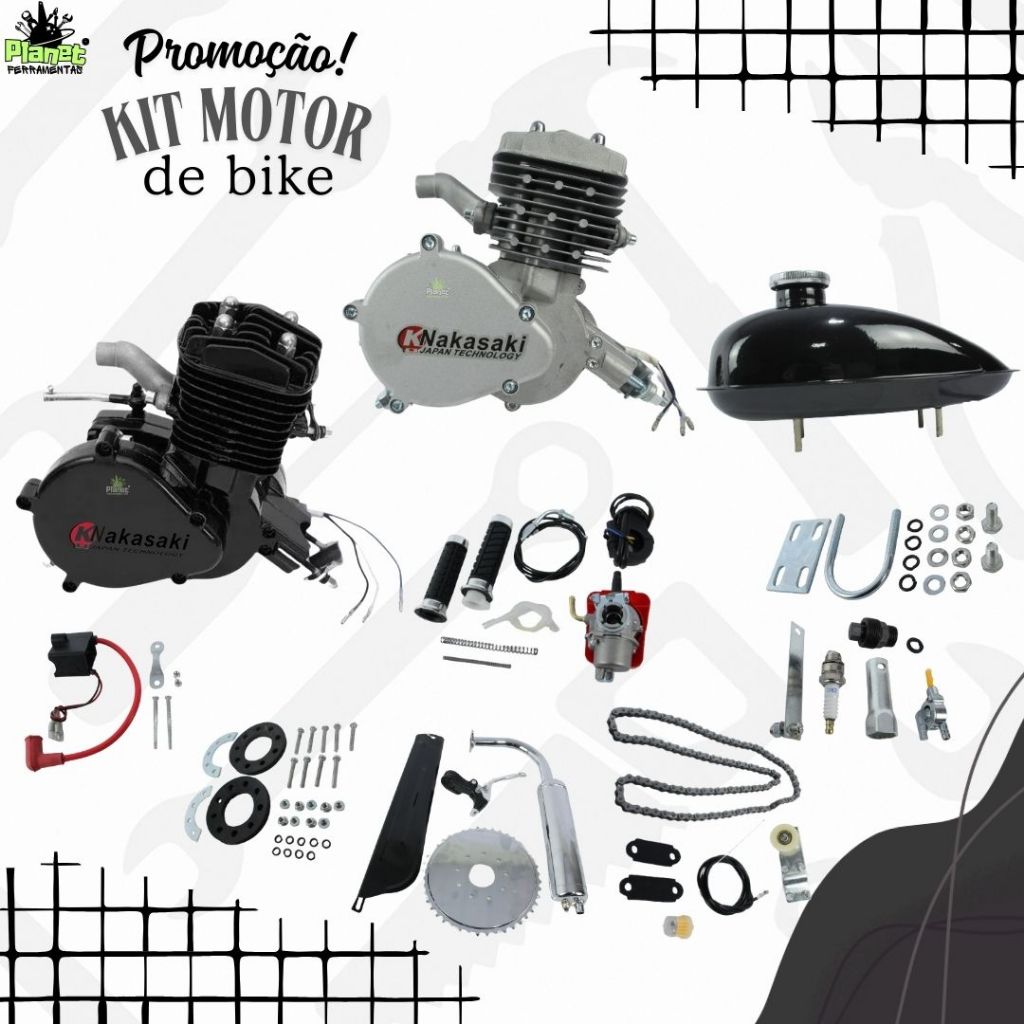 KIT COMPLETO MOTOR PARA BICICLETA MOTORIZADA 80CC NAKASAKI em Oferta na Shopee