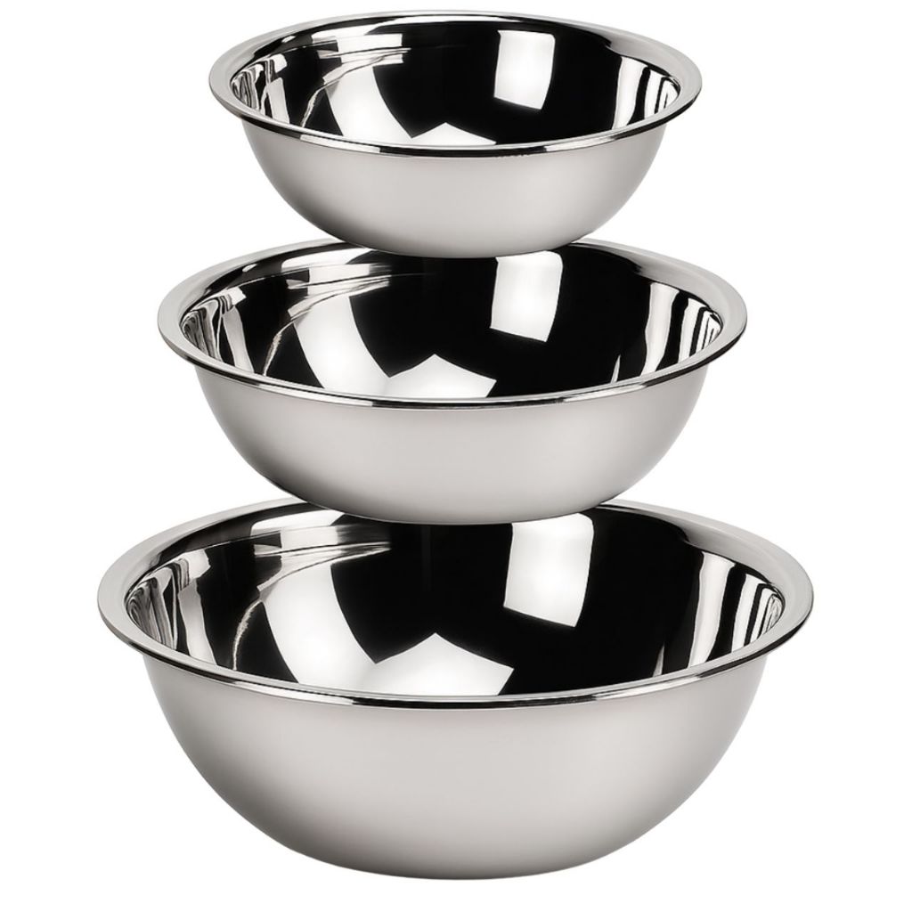 Kit 3 Tigelas Bowl Bacia Vasilha Potes Saladeira Aço Inox Cozinha Comedouro Pet Multiuso Gourmet