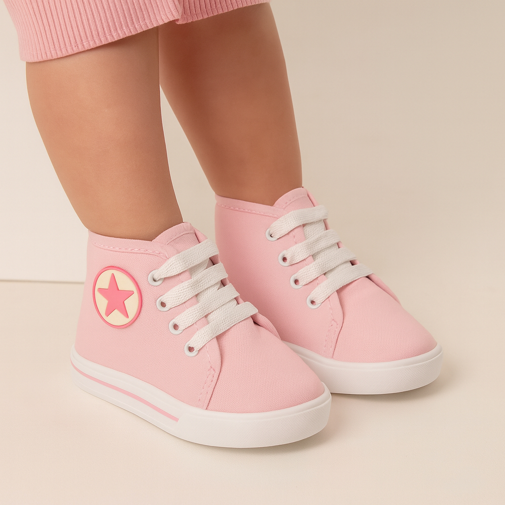 Tênis Infantil Antialérgico Cano Alto Estrela Unissex Confortável Leve Moda Casual Dia Dia