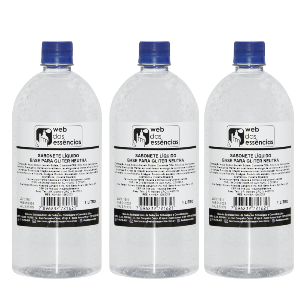Kit 3 unidades de sabonete para GLITTER base Neutra (1 Litro) -