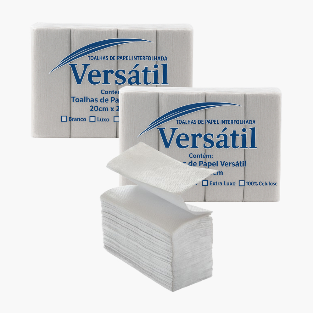 Papel Toalha Interfolha Versátil Duas Dobras Extra Luxo 2000 Folhas 20x20