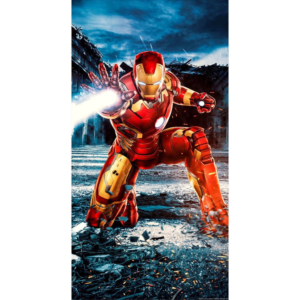 PAINEL DE FESTA HOMEM DE FERRO 2X1 - ROMANO OU LATERAL EM TECIDO SUBLIMADO