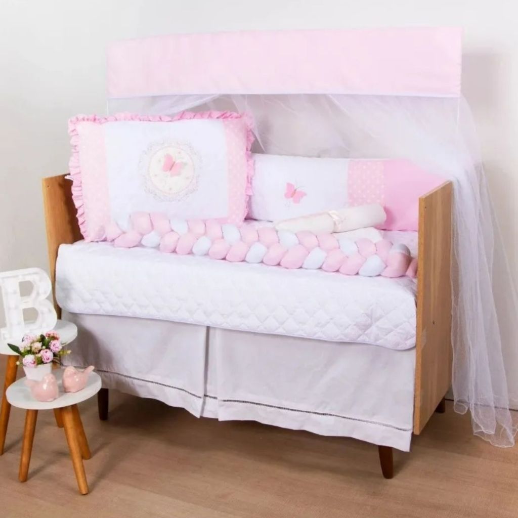 Kit Berço Bordado Borboletinha 10 Peças em Oferta na Shopee