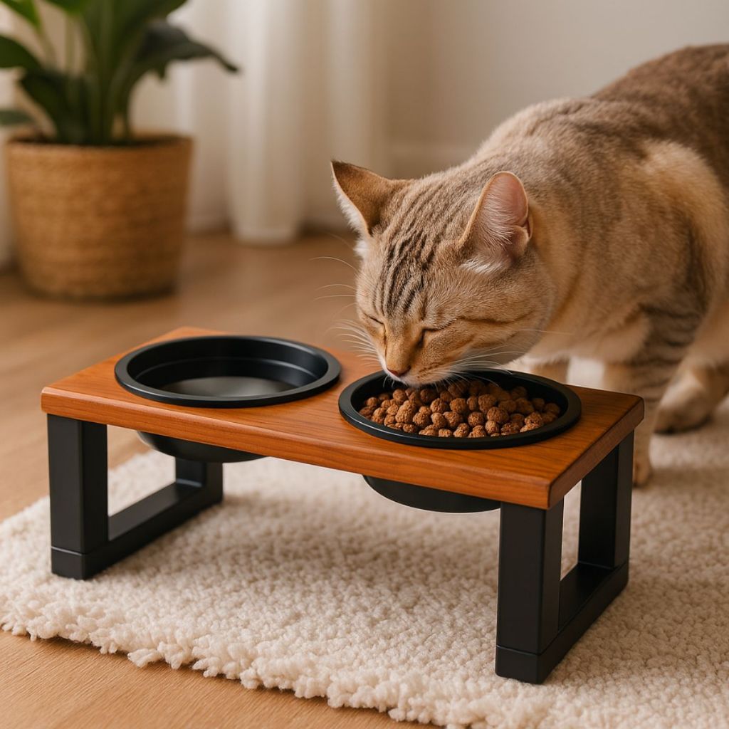 Comedouro Pet Bebedouro Elevado Tigelas Duplas Plástico Cães Gatos