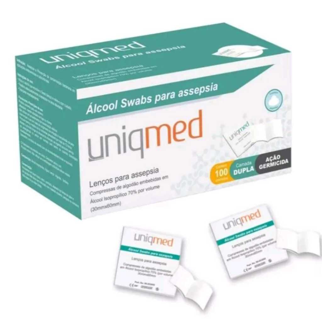 Swab de Álcool 70 para Assepsia Uniqmedd - Kit com 200 Unidades em Oferta na Shopee