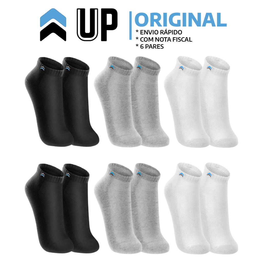 Kit C/6 Pares Meias Up Cano Curto Algodão 3225 Sortido em Oferta na Shopee