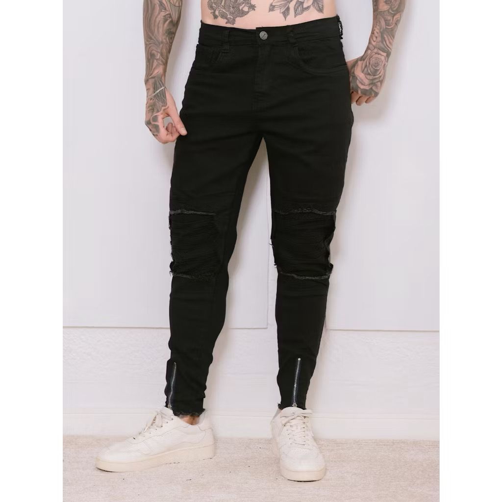 Calça Jeans Masculina Preta Super Skinny Promoção Festa Balada ESTONADA SUPER OFERTA