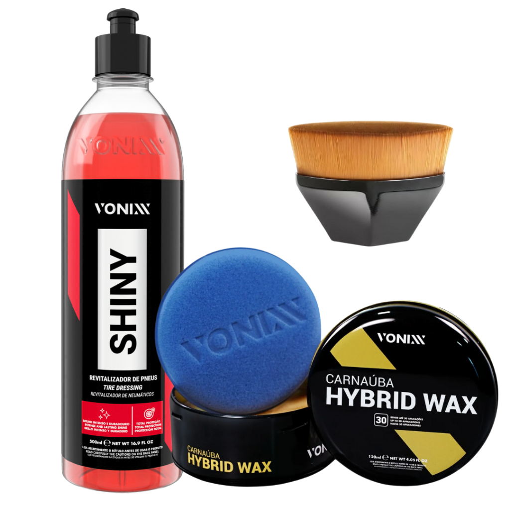 Kit Brilho e Proteção Vonixx - Shiny, Hybrid Max, Pincel de Detalhamento e Aplicador