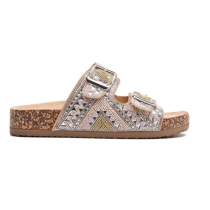 Sandália Feminina Papete Cascalhos Com fivela Birken sandália Meijile Original