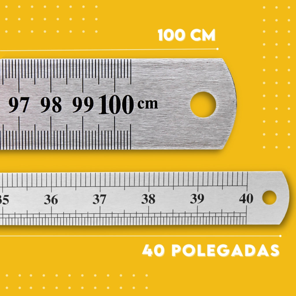 Régua De Metal Em Aço Inox - Patchwork - 30 Cm/ 60 Cm/ 1 Metro - Aviv