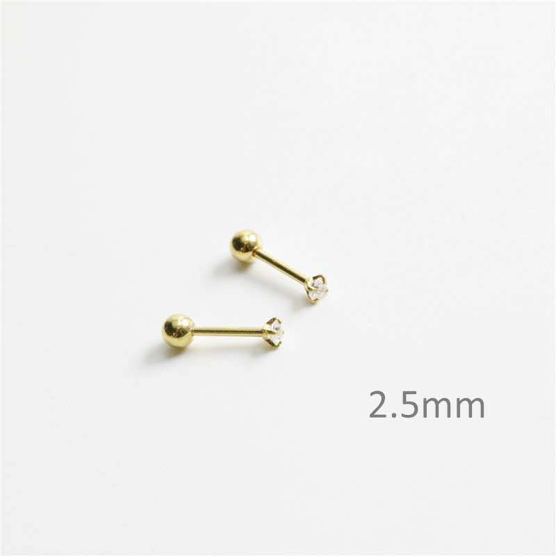 Kit 2 Piercing Ponto De Luz 2.5mm Em Aço Cirúrgico Para Cartilagem Na Orelha (Hélix/Tragus)
