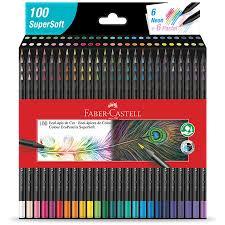 Lápis de Cor SuperSoft 100, 50 ou 24 Cores, Faber-Castell em Oferta na Shopee