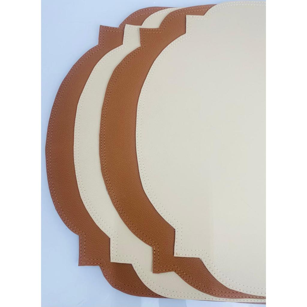 Kit 2 , 4, 6  Jogo Americano Couro Redondo Retangular Orgânico Mesa Posta Jantar Porta Copos  Promoção