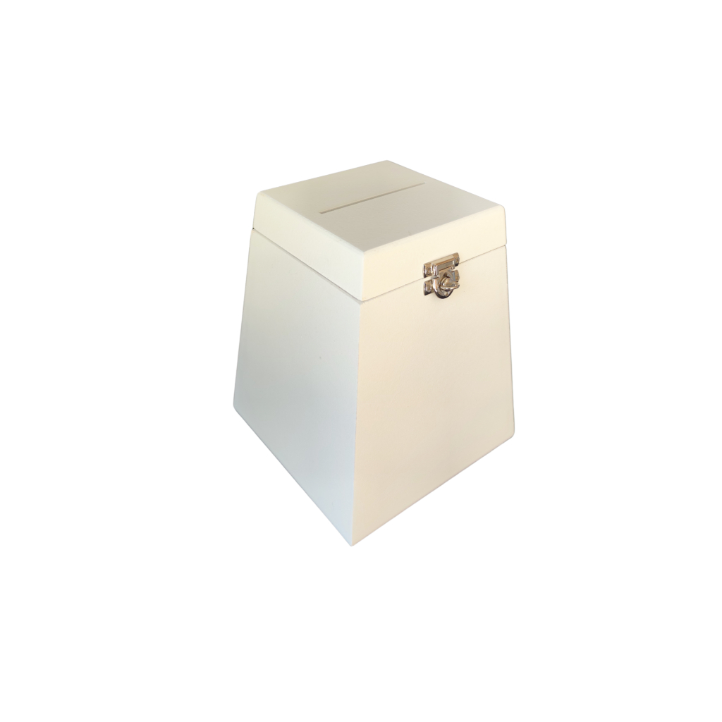 Urna Branca Cofre Sorteio Media Em Mdf Fecho Balcão Mercado Lisa 18xx15x15