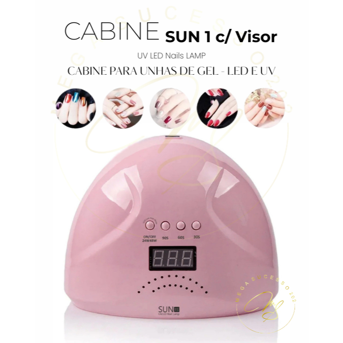 Cabine Sun One 54W LED/UV Bivolt com Visor Digital – Visor Digital Profissional – SQ8808A/SQ8808B