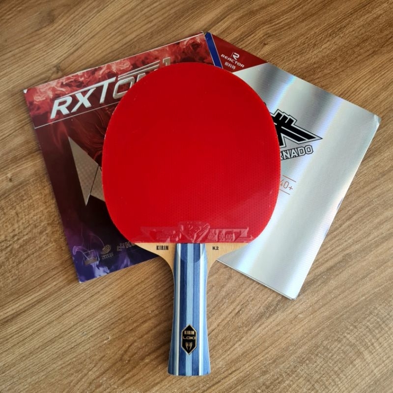 Raquete Profissional de Tênis de mesa/ Ping Pong Loki Kirin K2 com Borrachas Tornado/ Rxton 1TTF Clássica/ Classineta