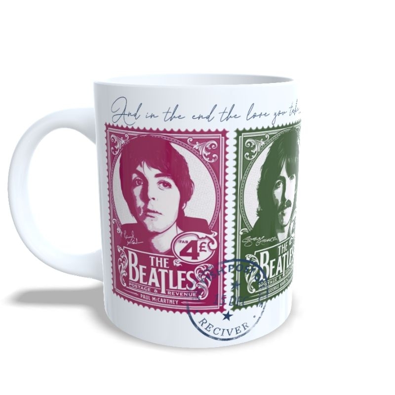 Caneca Banda The Beatles Selo Postal Abbey Road The End 325ml