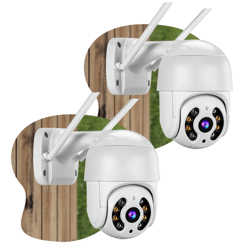 Kit Completo 2 Câmeras De Segurança Interna E Externa Smart IP66 Wifi Icsee Mini Dome Full Hd Premium