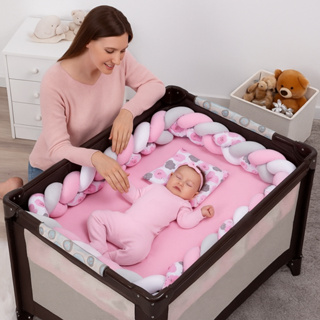 Kit Berço Desmontavel e Chiqueirinho de Menino 5 Peças Com Trança em Oferta na Shopee