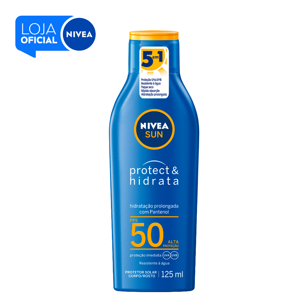 NIVEA SUN Protetor Solar Protect & Hidrata FPS 50 125ml BBB 26 em Oferta na Shopee