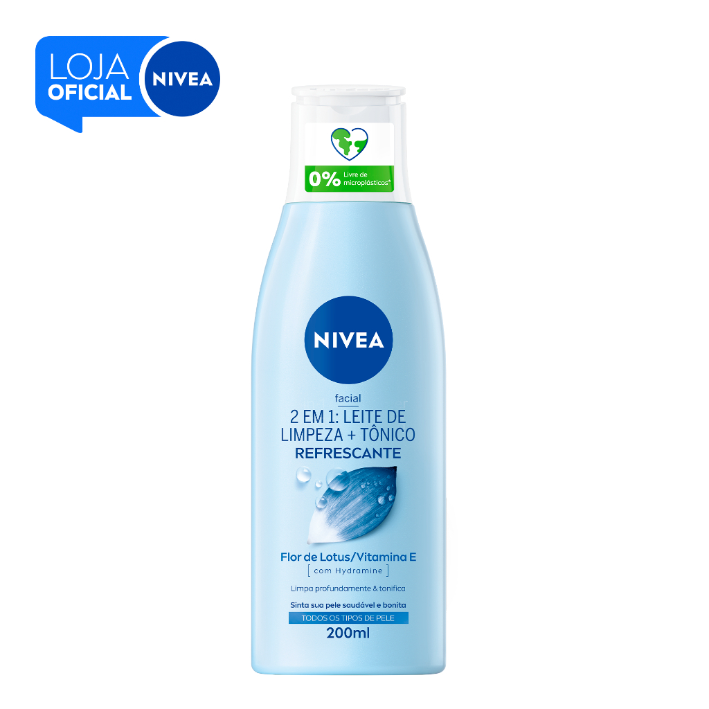 NIVEA Loção 2 em 1 Leite de limpeza + Tônico Refrescante 200 ml BBB 26 em Oferta na Shopee