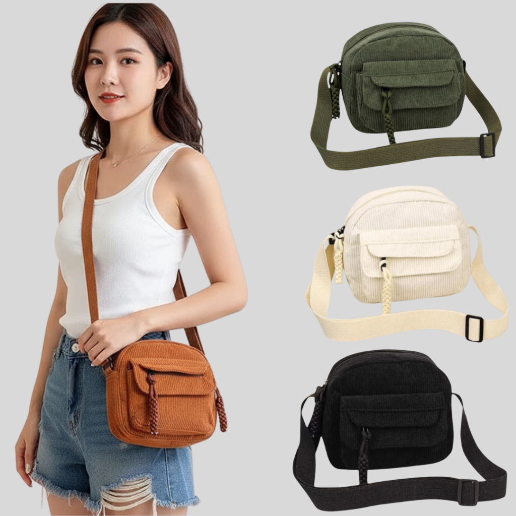 Bolsa Feminina Veludo Tiracolo Mensageiro Fashion Casual com Alça Ajustável