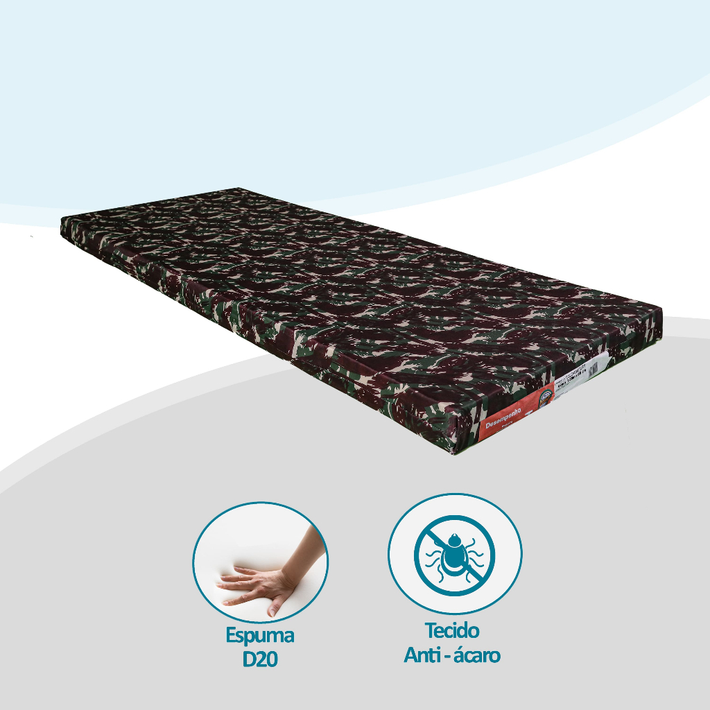 Colchonete Acampamento Camping Colchão Retiro Portátil Solteiro Espuma D20 4x88x188cm Envio Imediato