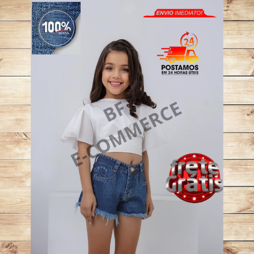 SHORTS  JEANS  INFANTIL  MENINA QUALIDADE PREMIUM