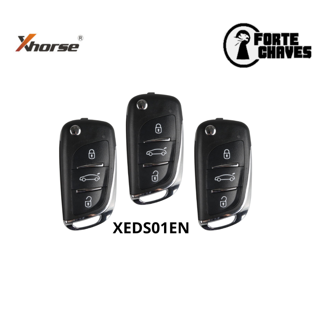 Lote 3 Chaves Xhorse XEDS01EN para DS Style Super remoto 3 botões com super chip integrado, mini vvdi, Key tool MAX Pro
