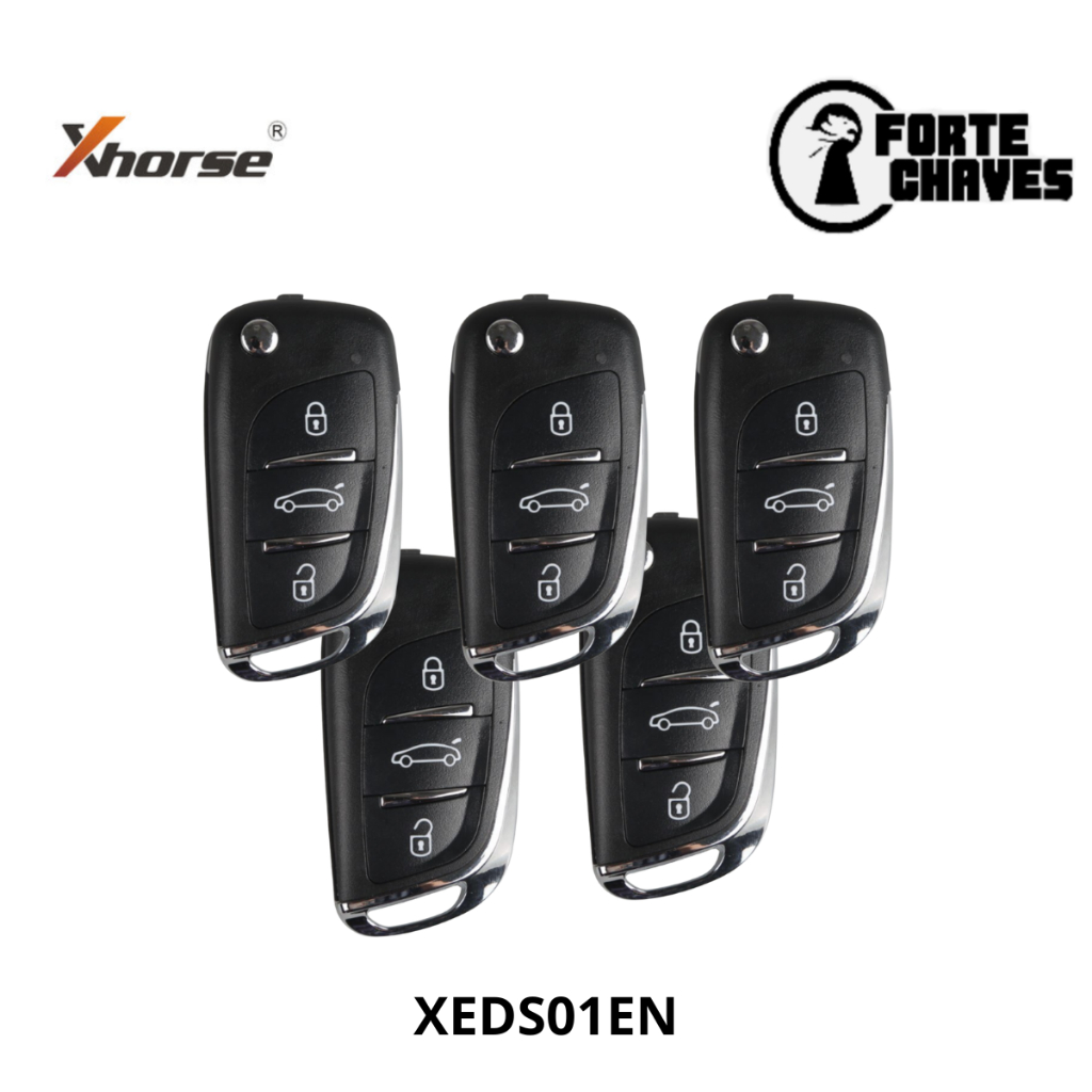 Kit 5 Chaves Xhorse XEDS01EN para DS Style Super remoto 3 botões com super chip integrado, mini vvdi, Key tool MAX Pro