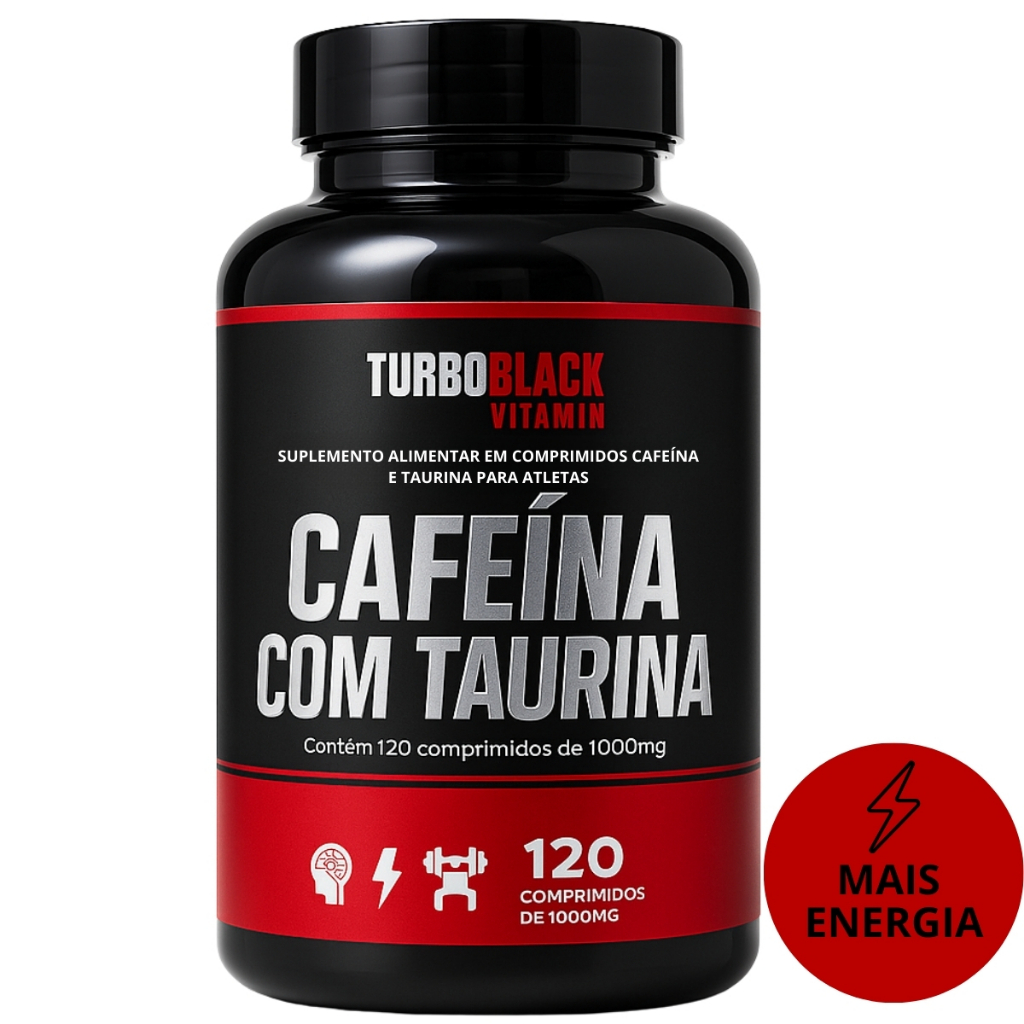 Termogênico Cafeína com Taurina Turbo Black 120 comprimidos 1000 mg