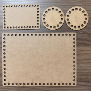 Kit 4 Peças Base Para Crochê em MDF Cru Kit Higiene Bebê Fio de Malha