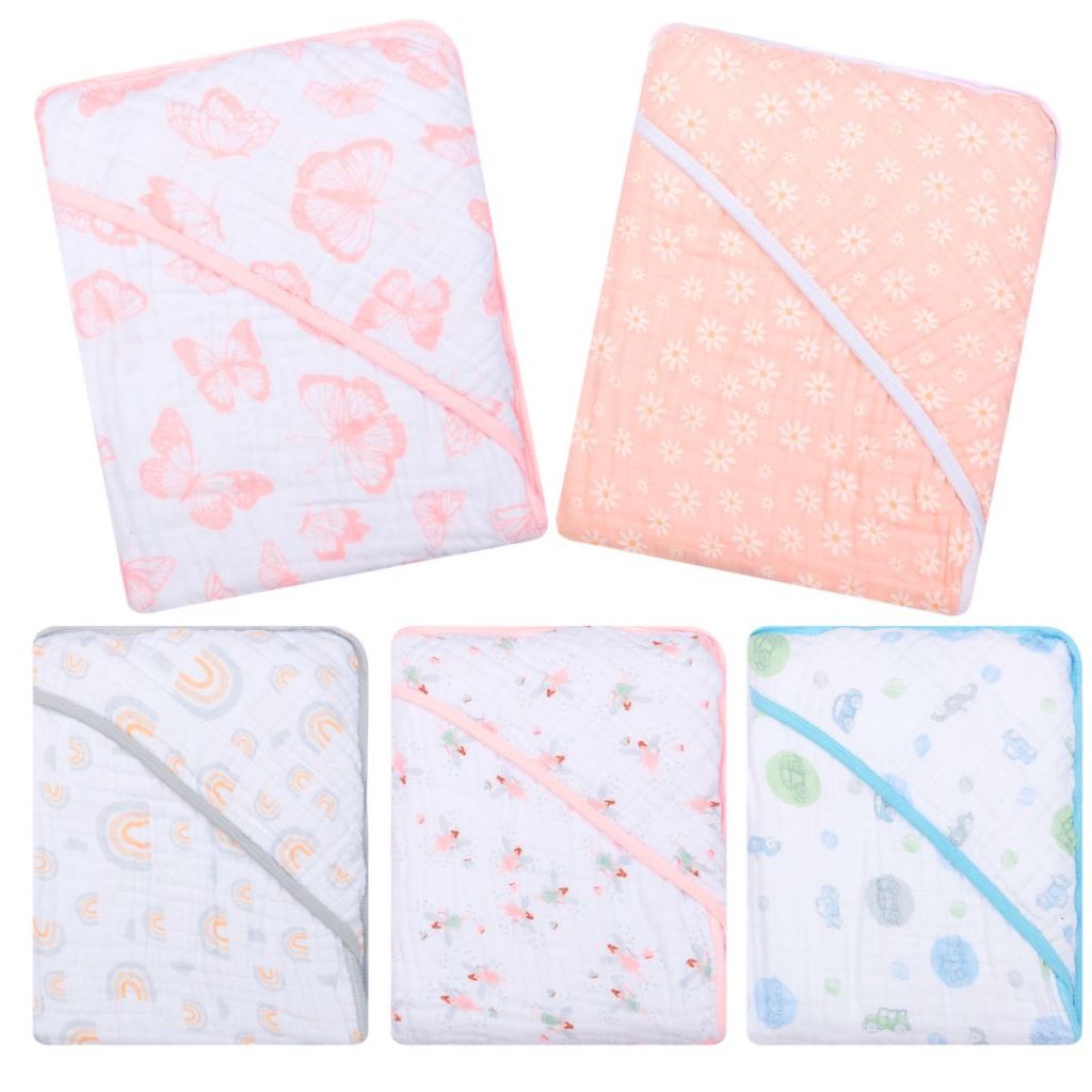 TOALHA DE BANHO PARA BEBÊ GRANDE SOFT COM 3 CAMADAS DE FRALDA ESTAMPADA COM CAPUZ PAPI 100% ALGODÃO em Oferta na Shopee