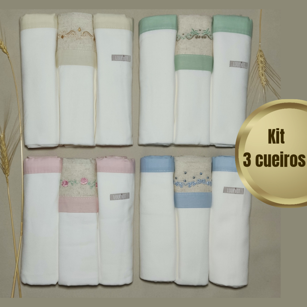 Kit Cueiros bebê, manta, bordado, flanelado 80cm x 80cm 3 pçs 100% algodão. em Oferta na Shopee