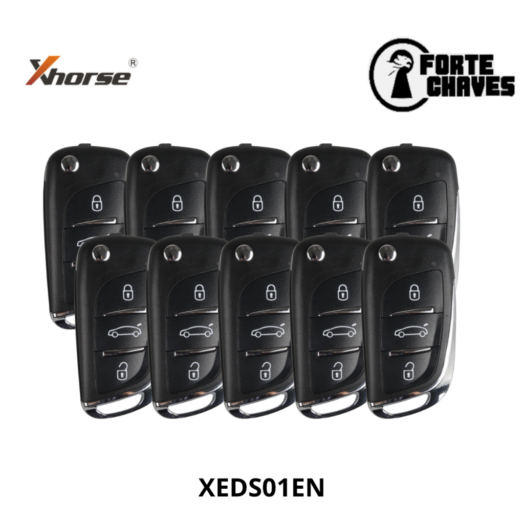 Lote 10 Chaves Xhorse XEDS01EN para DS Style Super remoto 3 botões com super chip integrado, mini vvdi, Key tool MAX Pro