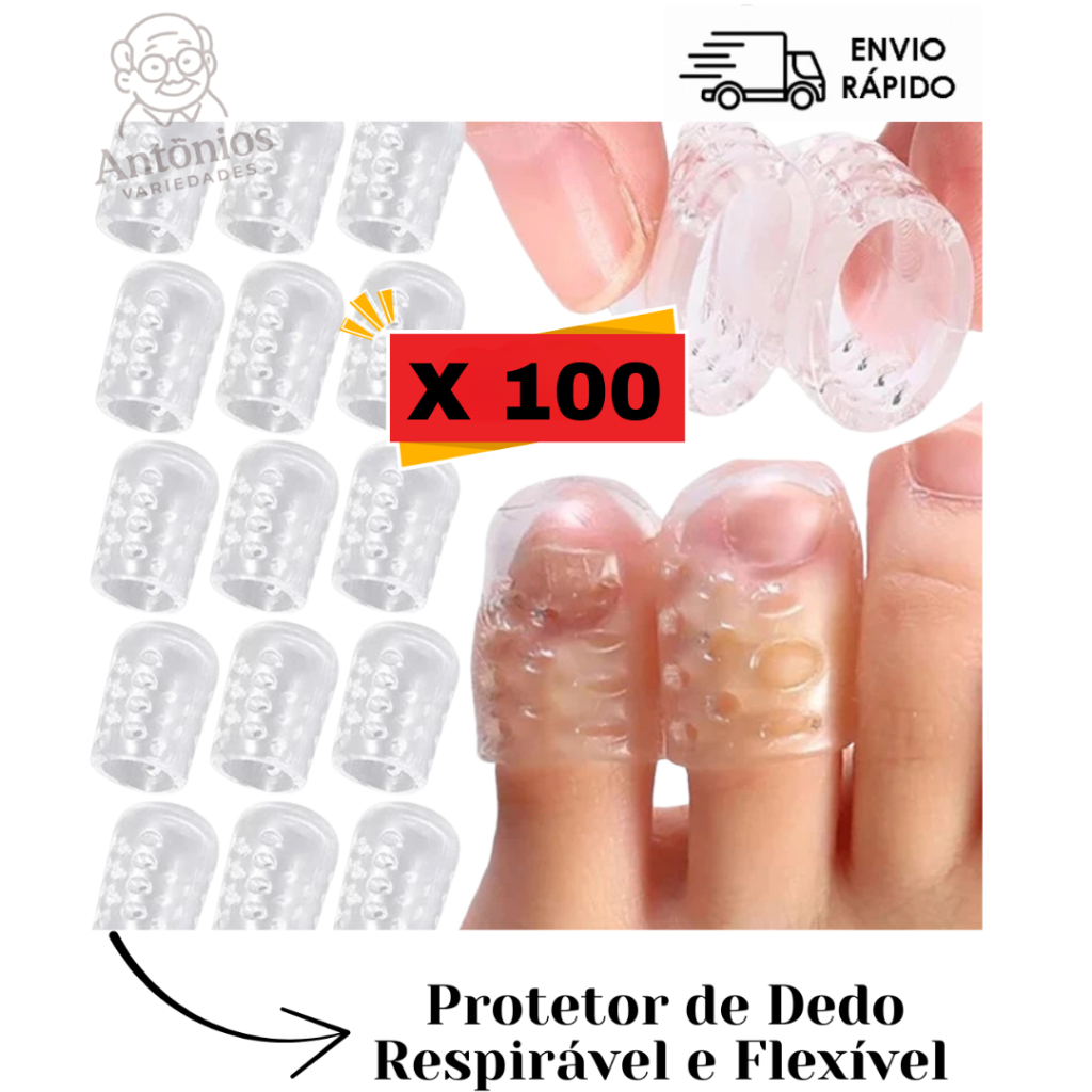 Protetor de Dedo  Silicone p/ Calos Bolhas Unhas Encravadas Dedeira Pés Diabético sem Odor 5 a 100un
