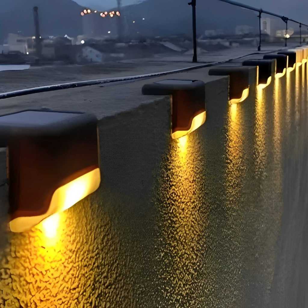 Kit 4 Luzes Solar Area Externa Escada Muro Jardim Iluminação Solar Para Casa Luz Sustentável