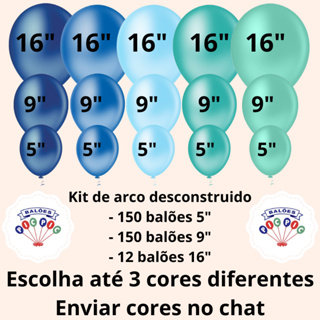 Kit 312 Balões 5" + 9" + 16" - Balão Bexiga Redondo Liso - Pic Pic - Ideal Para Arco Desconstruído em Oferta na Shopee