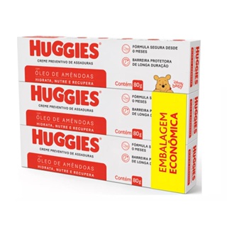 Huggies Creme Preventivo Assaduras Pele Protegida c/3 de 80g. Val.: 13.02-2027 em Oferta na Shopee
