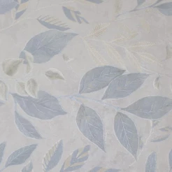 Papel de Parede Vinílico Folhagem Azul e Bege Elegante